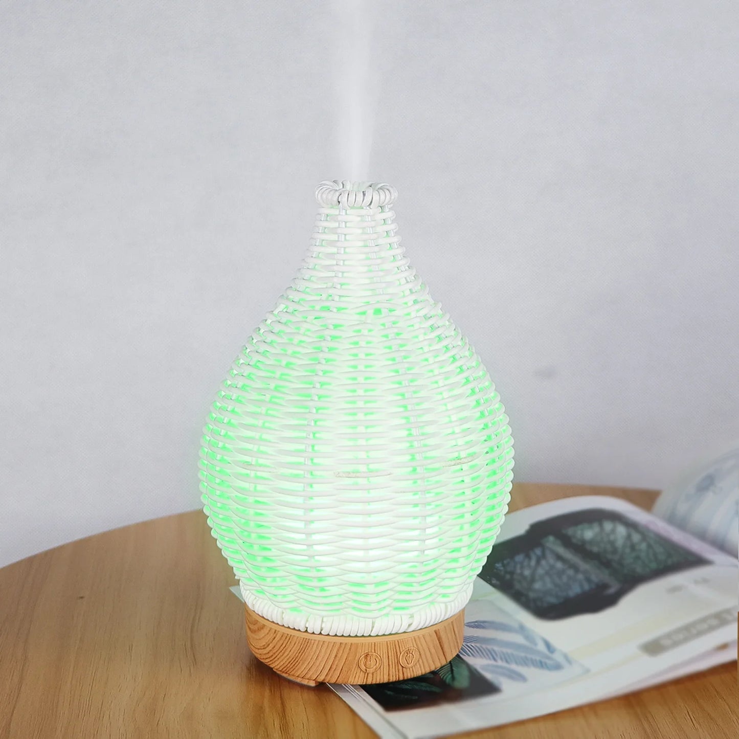 Wood Weave Mini Vase Air Humidifier USB Electronic Ultrasonic Water Fragrance Essential Oil Diffuser Home Room Fragrance