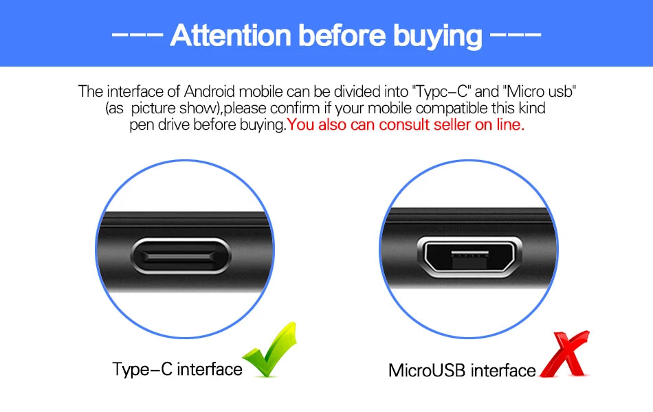 WANSENDA OTG USB Flash Drive 2 in 1 TYPE C & USB 3.0 Pen Drive 512GB 256GB 128GB 64GB 32GB High Speed Pendrive USB Memory Stick