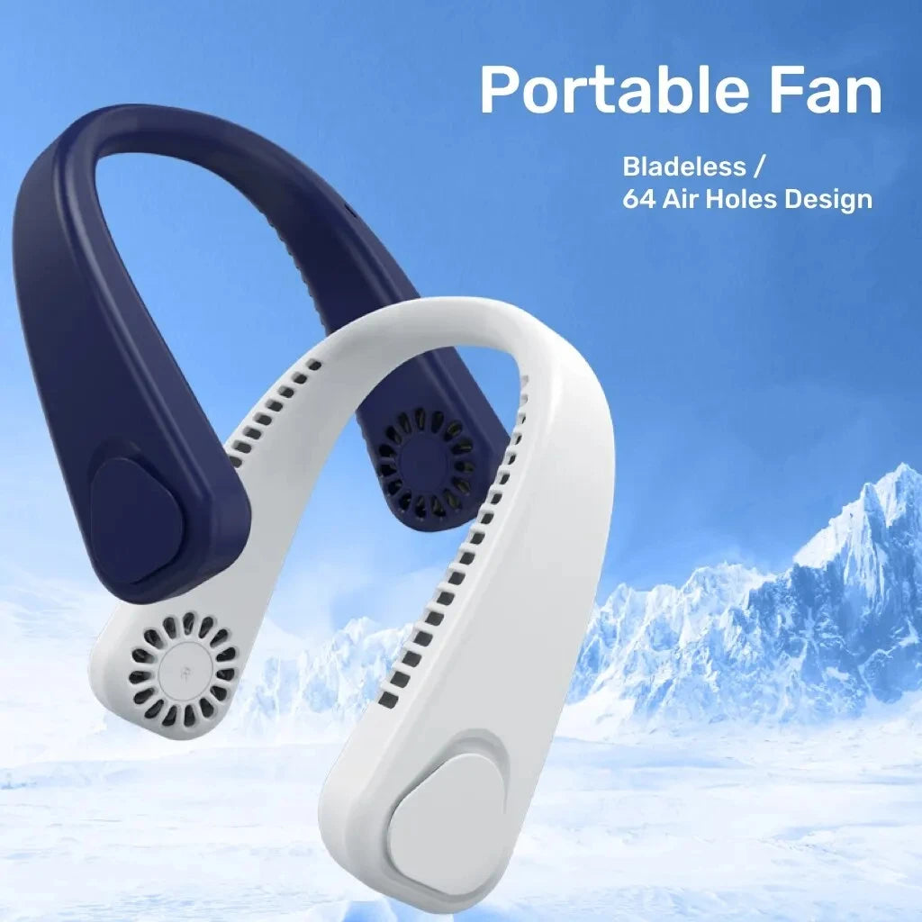 Summer USB Rechargeable Portable Hanging Neck Fan for Rapid Cooling Wearable Vladeless Fan Outdoor Sports Home Office Cooler