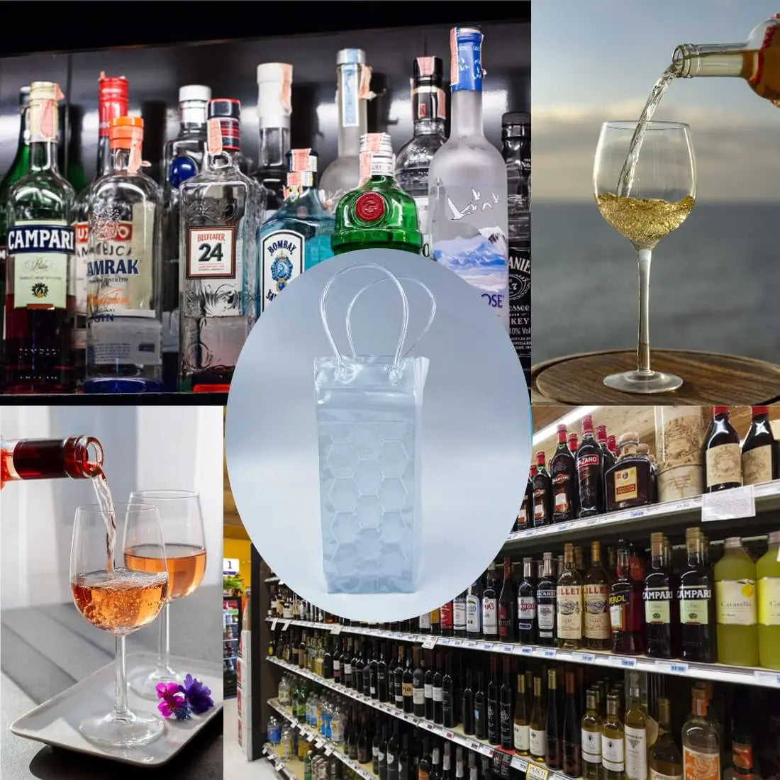 Ice Wine Bag Holder Champagne Beer Cooler Wine Glass Holder Whisky Can Drink Cooler Gel Cooling Chiller Bar Accessories