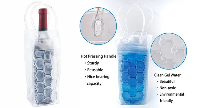 Ice Wine Bag Holder Champagne Beer Cooler Wine Glass Holder Whisky Can Drink Cooler Gel Cooling Chiller Bar Accessories